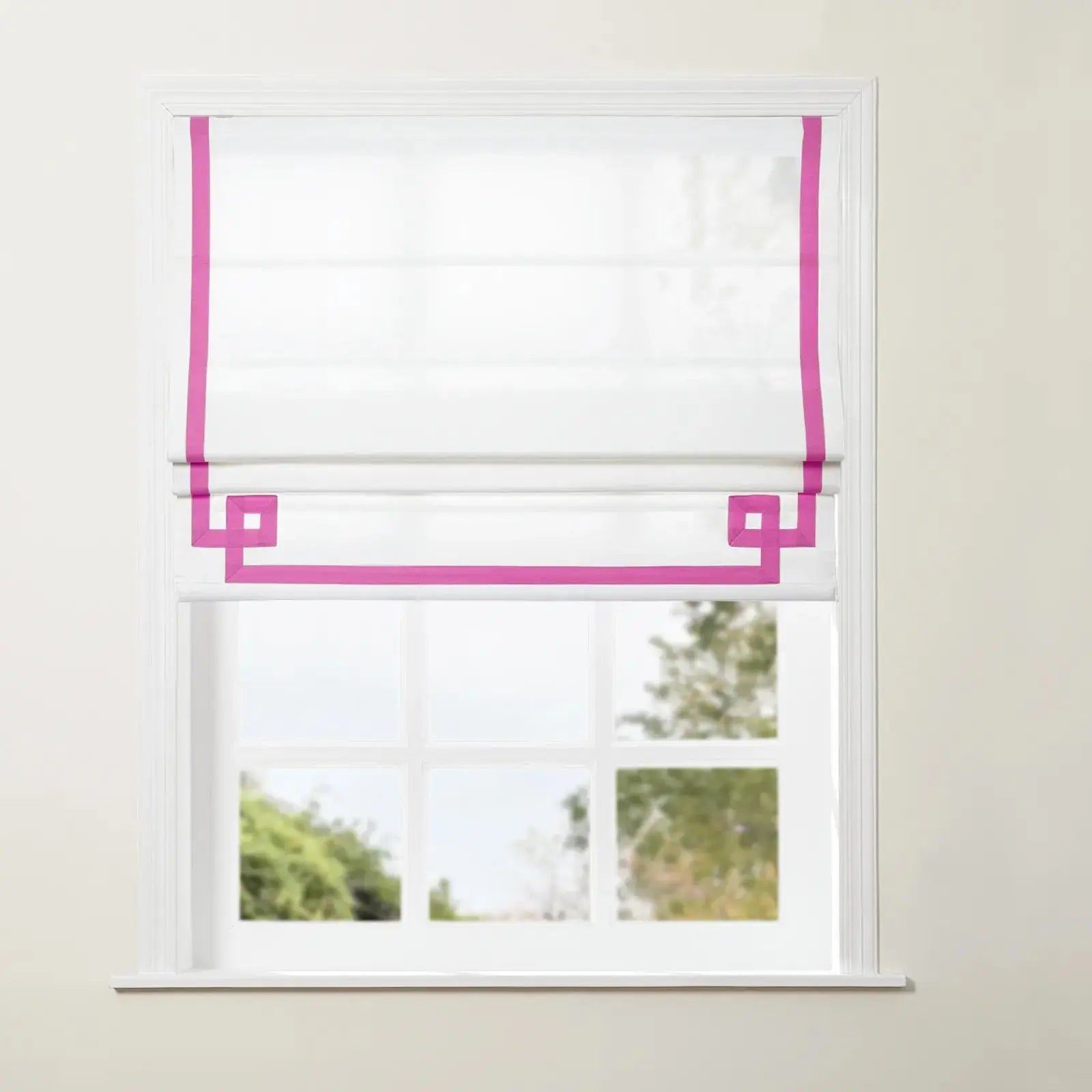 Tyrone Cordless Roman Shade with Border -TWOPAGES