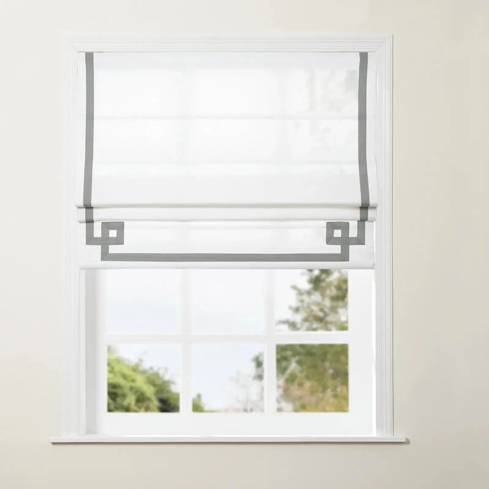 Tyrone Cordless Roman Shade with Border -TWOPAGES
