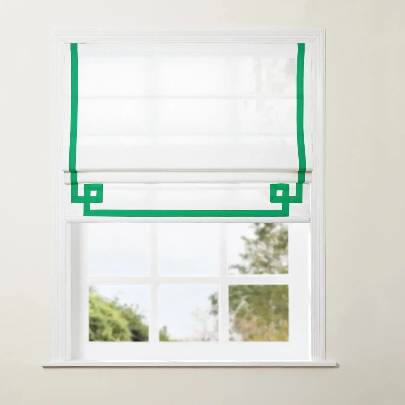 Tyrone Cordless Roman Shade with Border -TWOPAGES