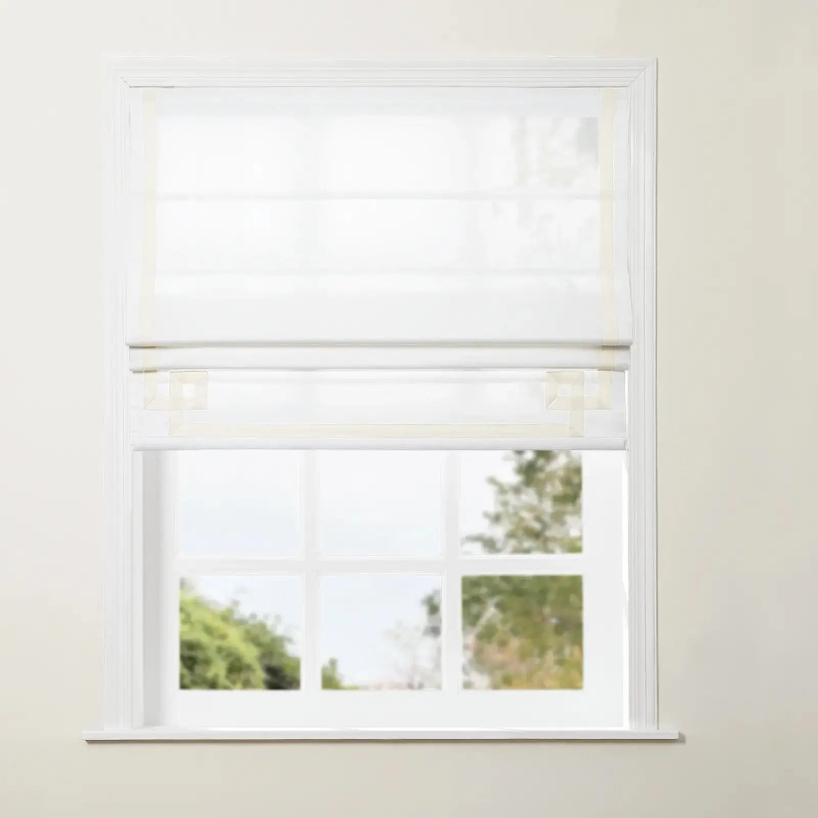 Tyrone Cordless Roman Shade with Border -TWOPAGES