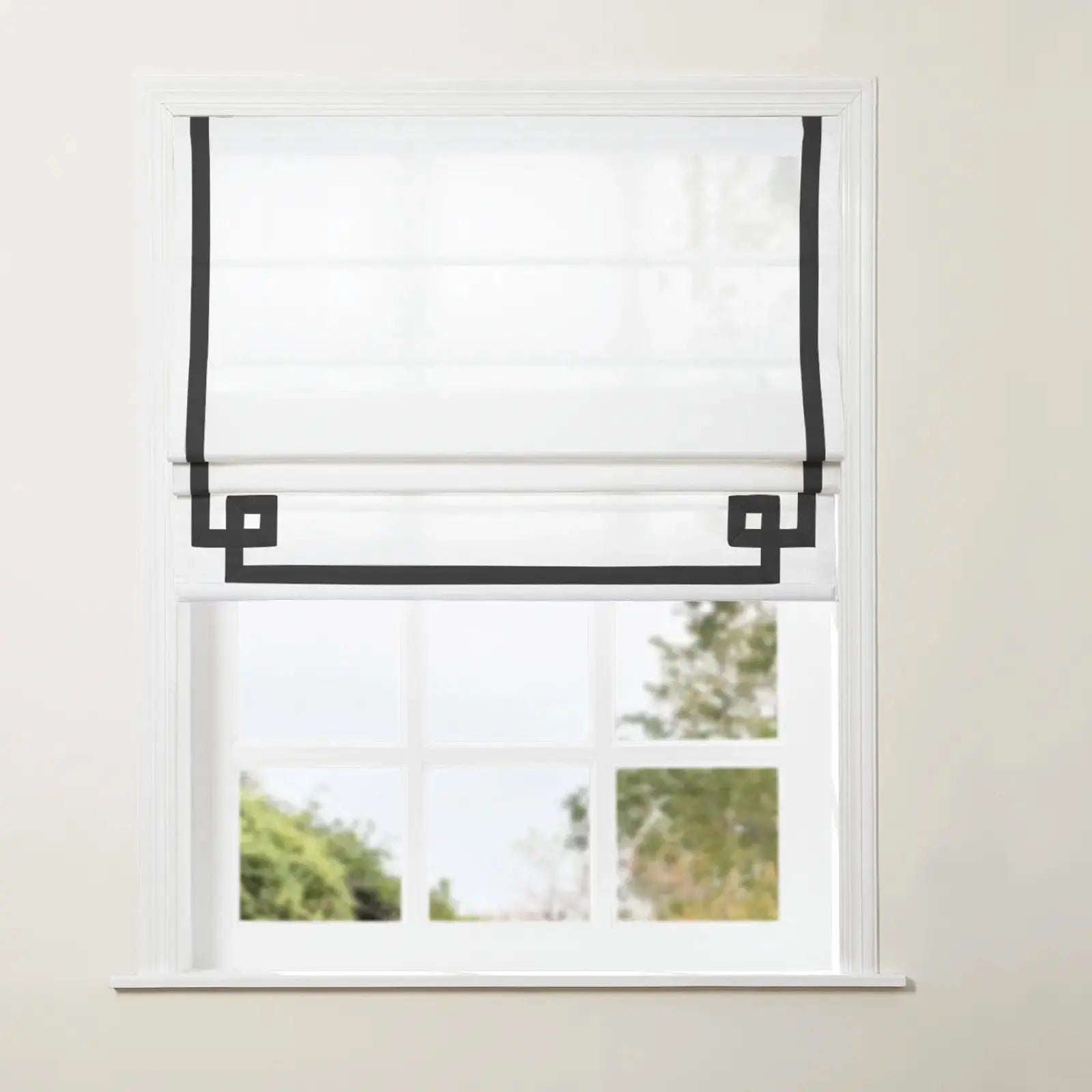 Tyrone Cordless Roman Shade with Border -TWOPAGES