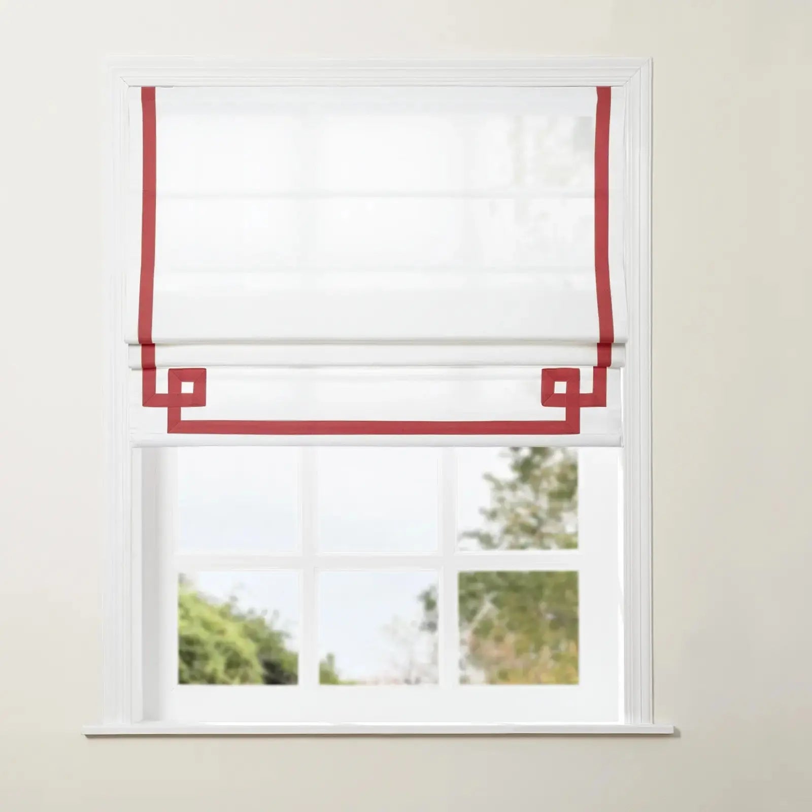 Tyrone Cordless Roman Shade with Border -TWOPAGES