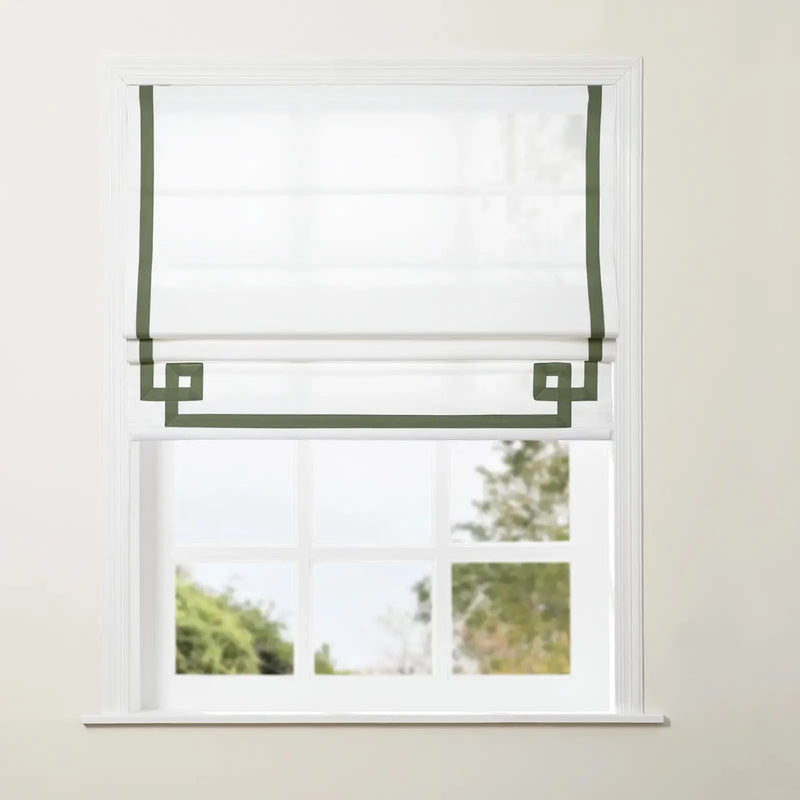 Tyrone Cordless Roman Shade with Border -TWOPAGES