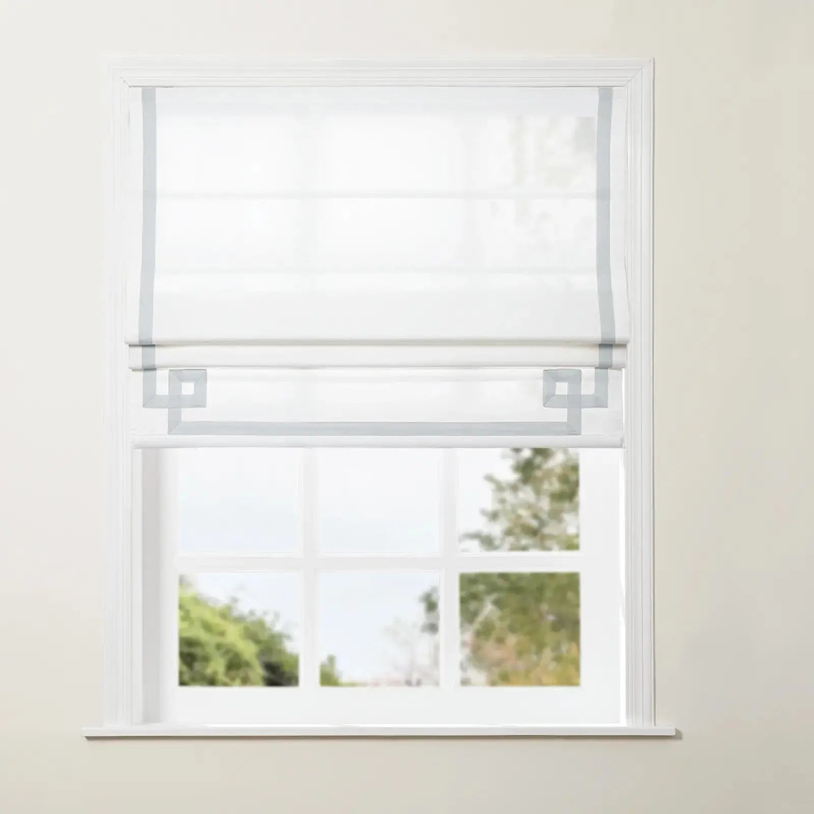Tyrone Cordless Roman Shade with Border -TWOPAGES