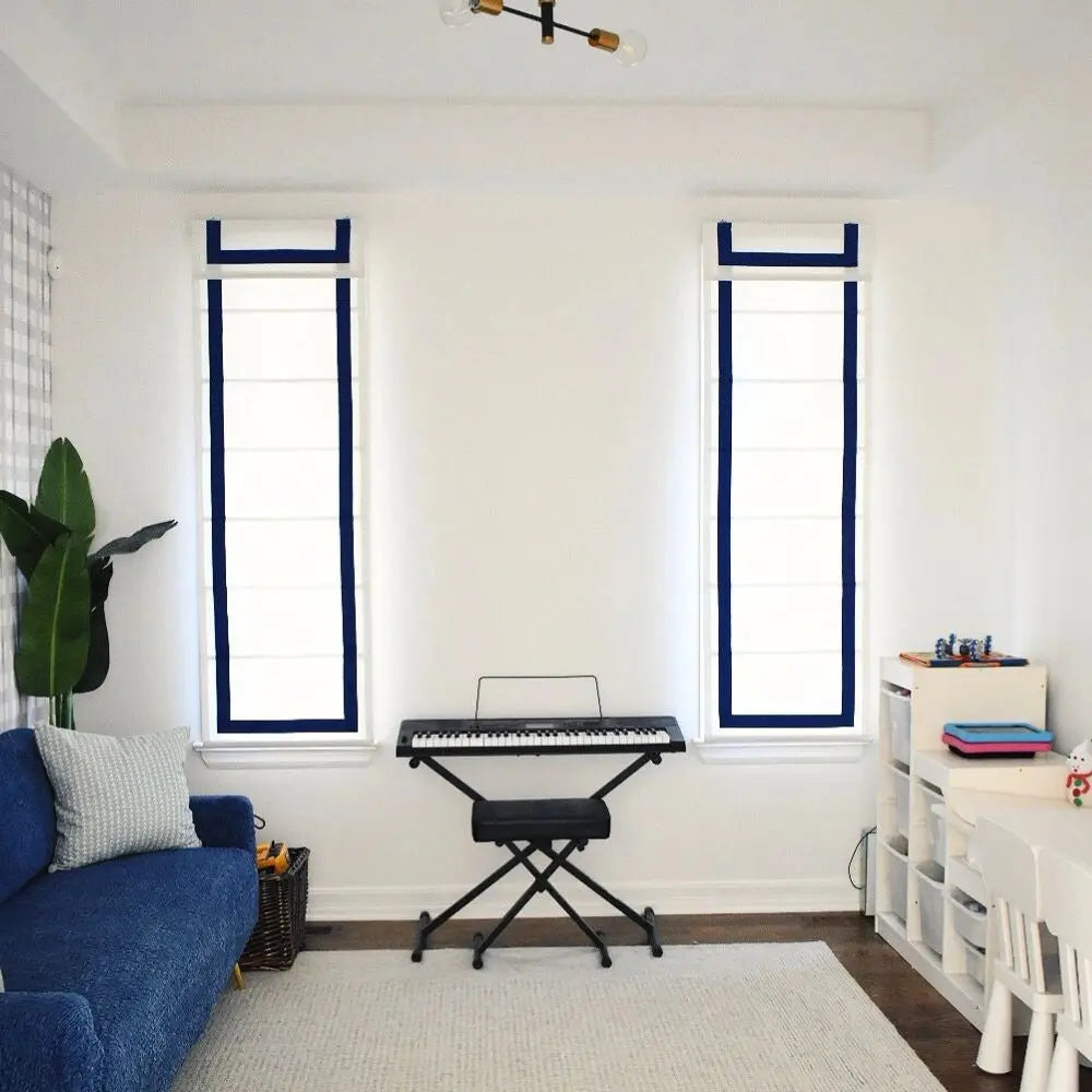 Tyrone Cordless Roman Shade with Border -TWOPAGES