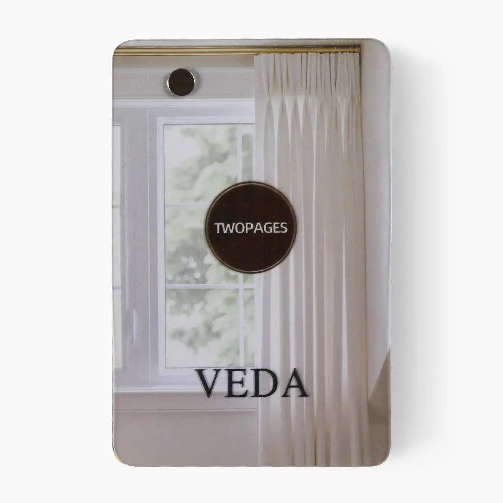 Veda Cotton Velour curtain fabric texture and booklet detail