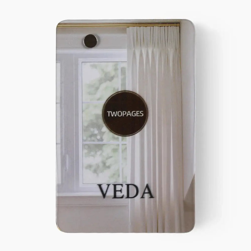 Veda Cotton Velour curtain fabric texture and booklet detail