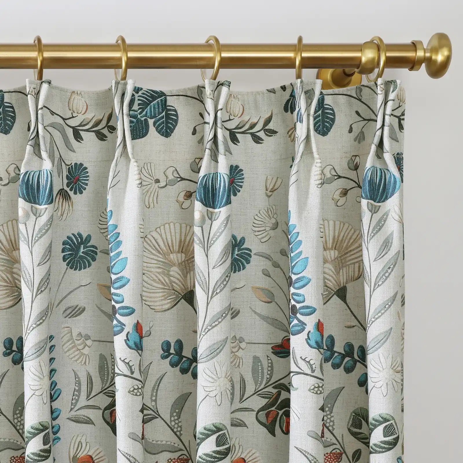 Holly Botanical Serenity Patterned Boho Curtains Pleated TWOPAGES