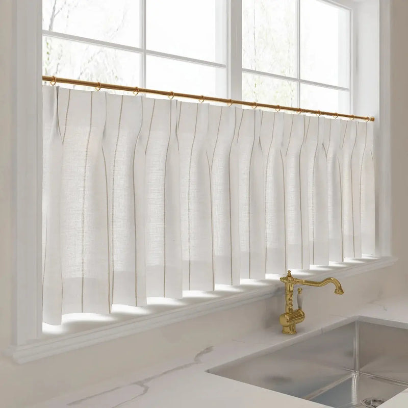 Stefana Silber Print Linen Pleated Cafe Curtains-?-TWOPAGES