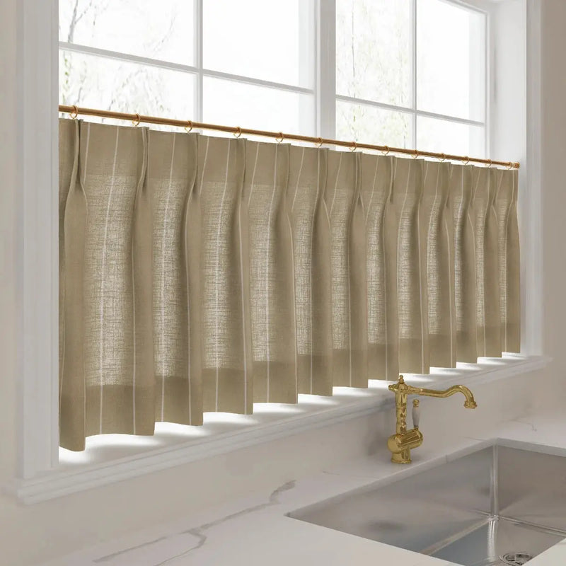 Stefana Silber Print Linen Pleated Cafe Curtains-?-TWOPAGES