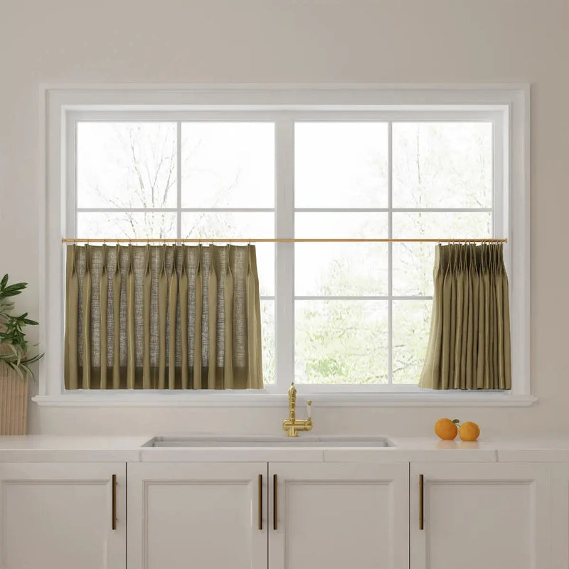 Stefana Silber Print Linen Pleated Cafe Curtains-?-TWOPAGES