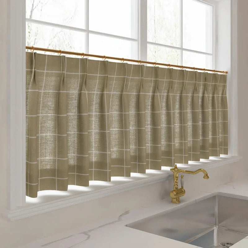 Stefana Silber Print Linen Pleated Cafe Curtains-?-TWOPAGES