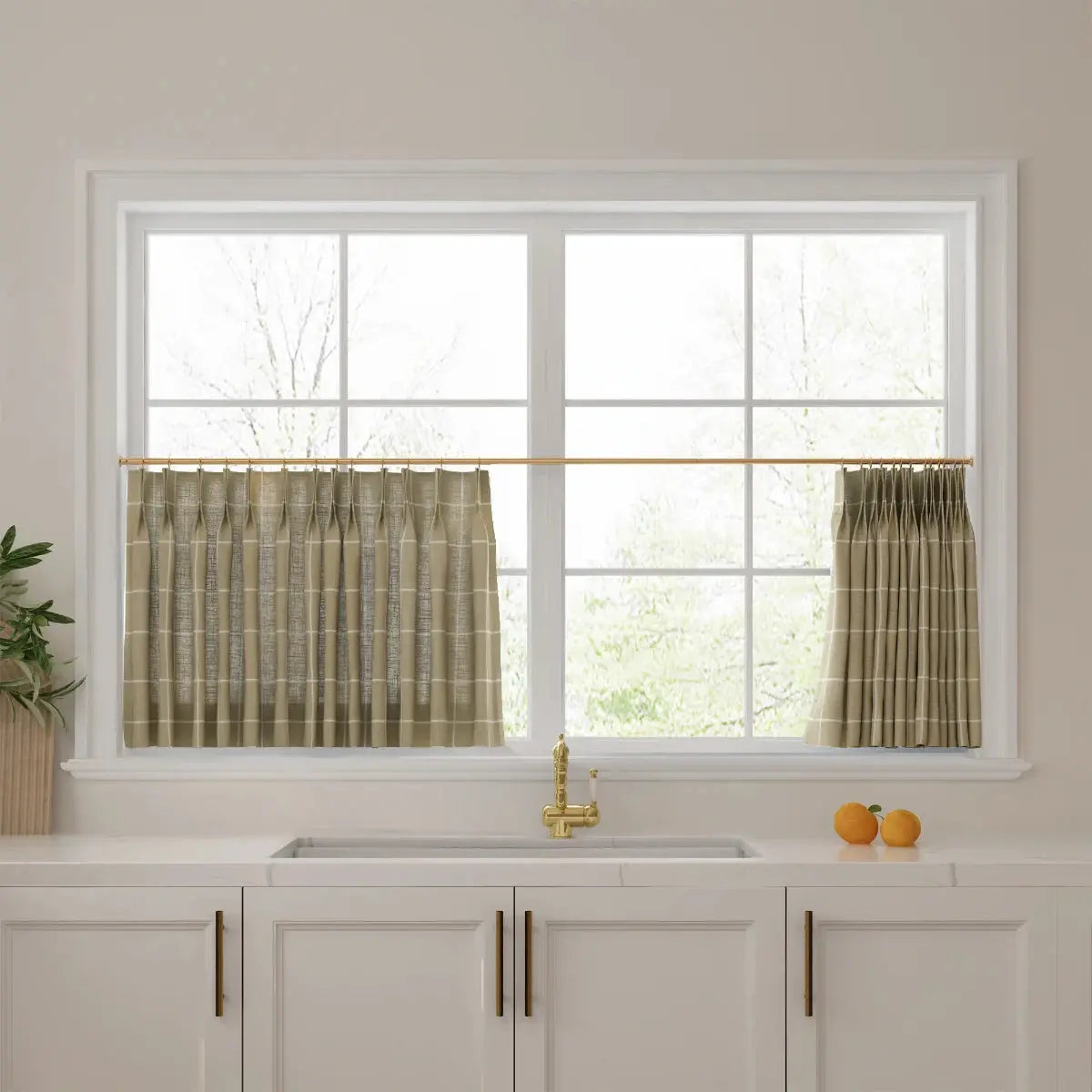 Stefana Silber Print Linen Pleated Cafe Curtains-?-TWOPAGES