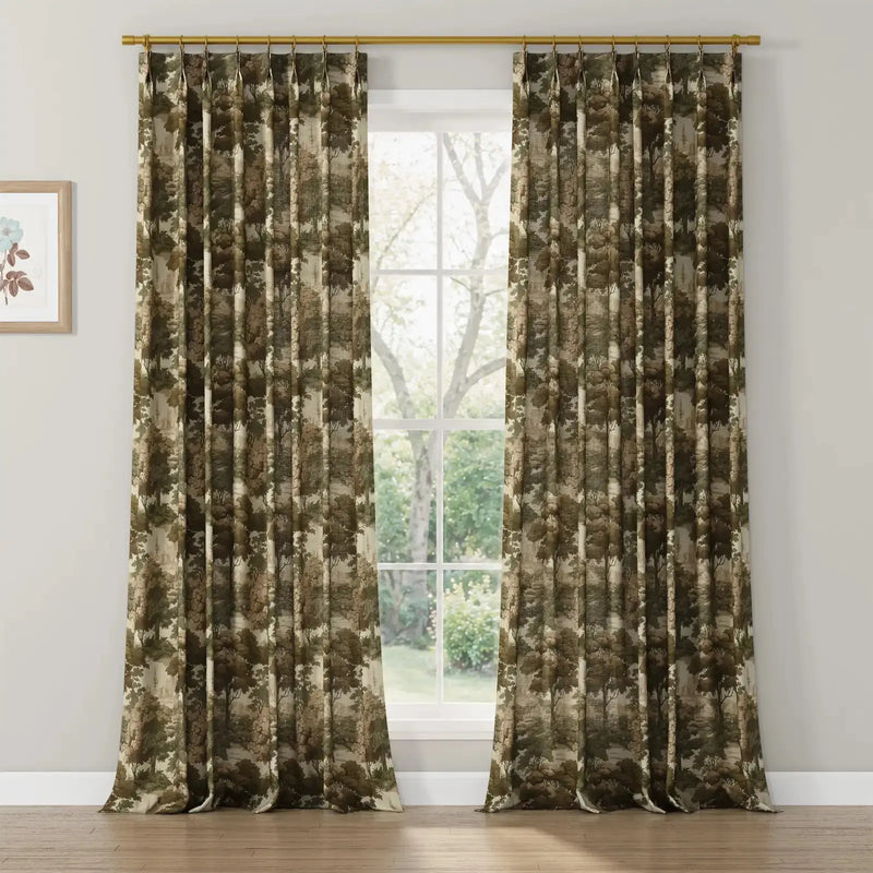 Sara Le x TWOPAGES Vintage Printed Linen Pleated Curtains
