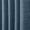 Aegean Blue Liz linen curtains in a close room detail highlighting the linen texture and colour