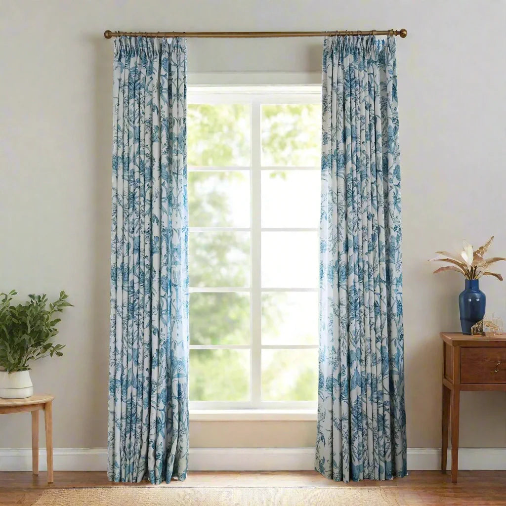 Holly Floral Pattern Boho Style Curtain Pleated?-TWOPAGES