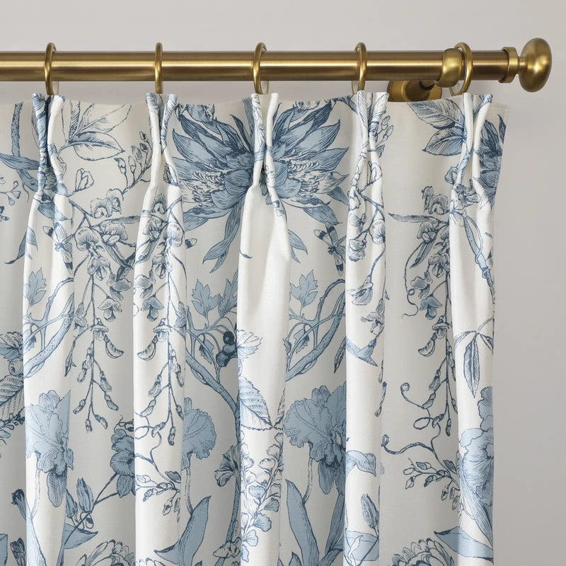 Holly Floral Pattern Boho Style Curtain Pleated TWOPAGES