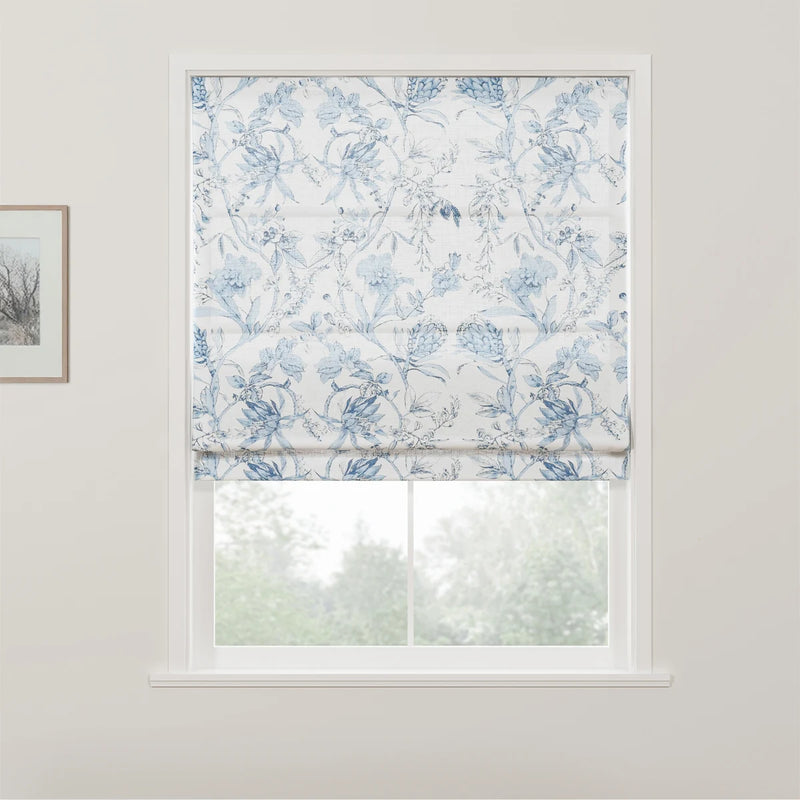 Holly Botanical Boho No-Drill Flat Fold Roman Blind Cordless