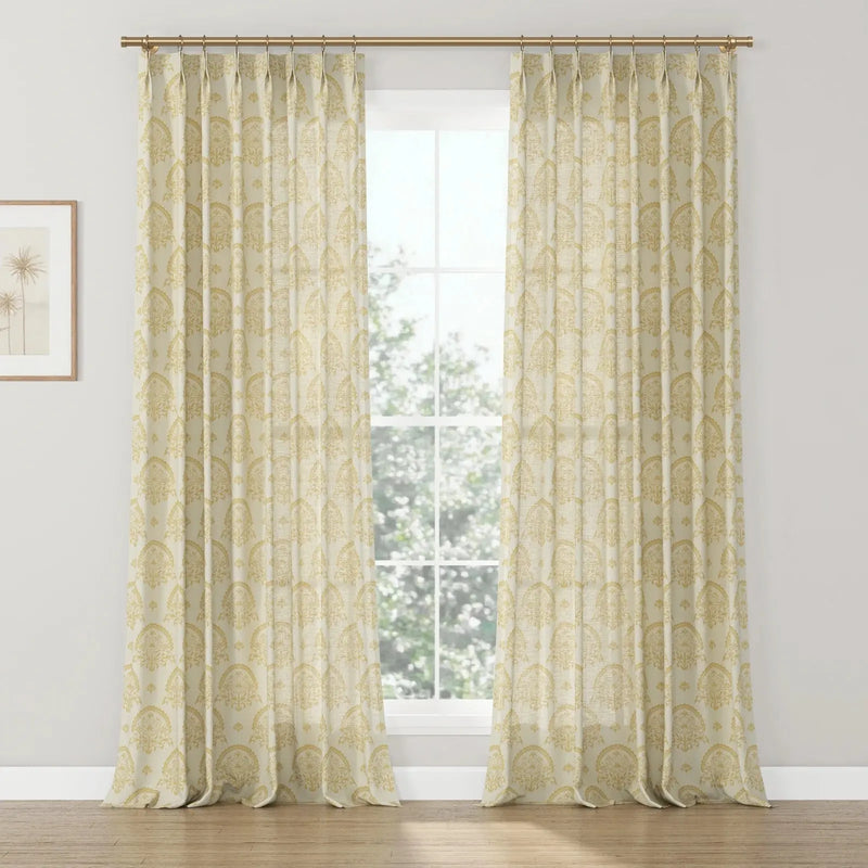 Sabrina Ramkhelawan Canyon Grove Cotton Print Drapery Pleated-?-TWOPAGES CURTAINS