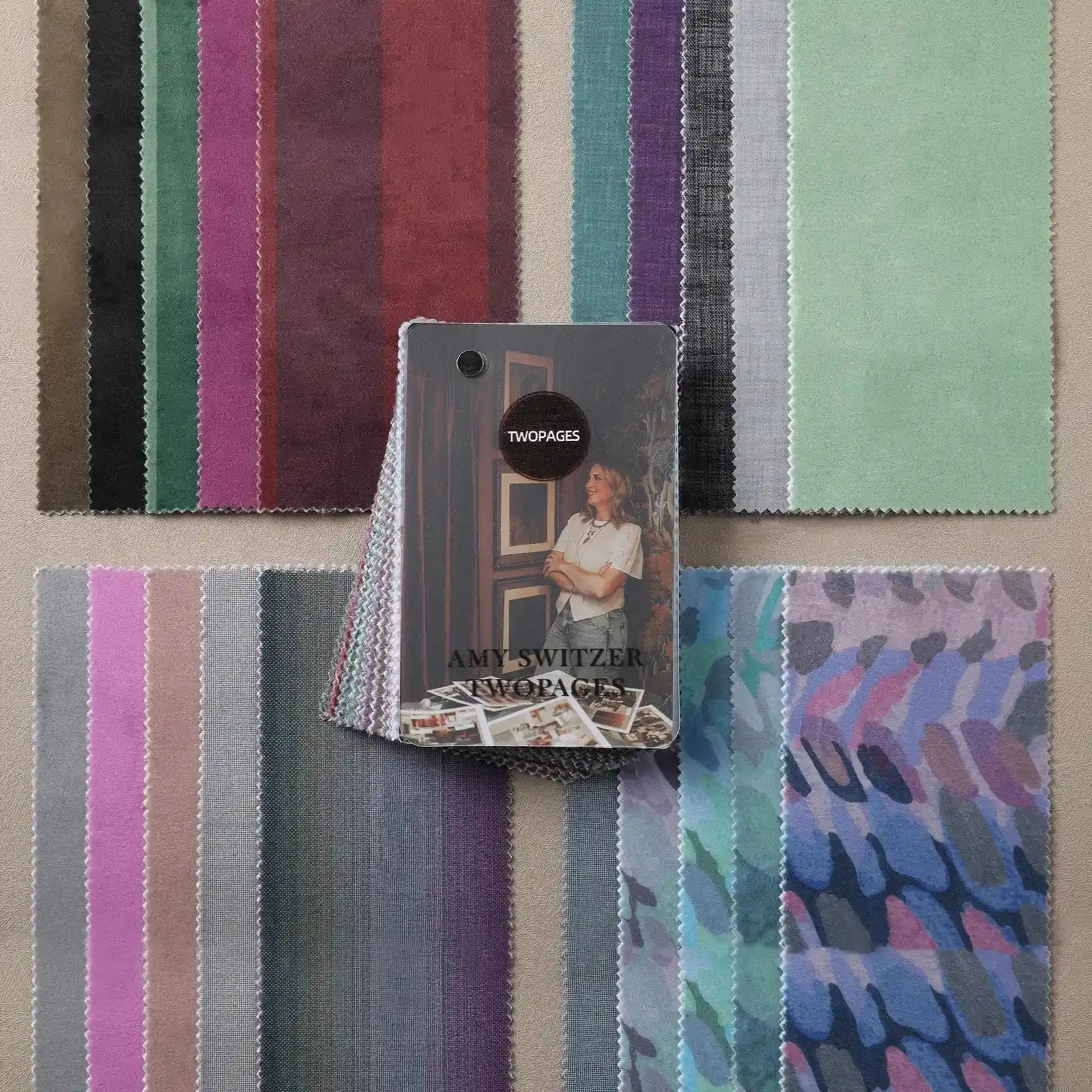 Amy Switzer Modern Print Velvet fabric swatches and sample booklet