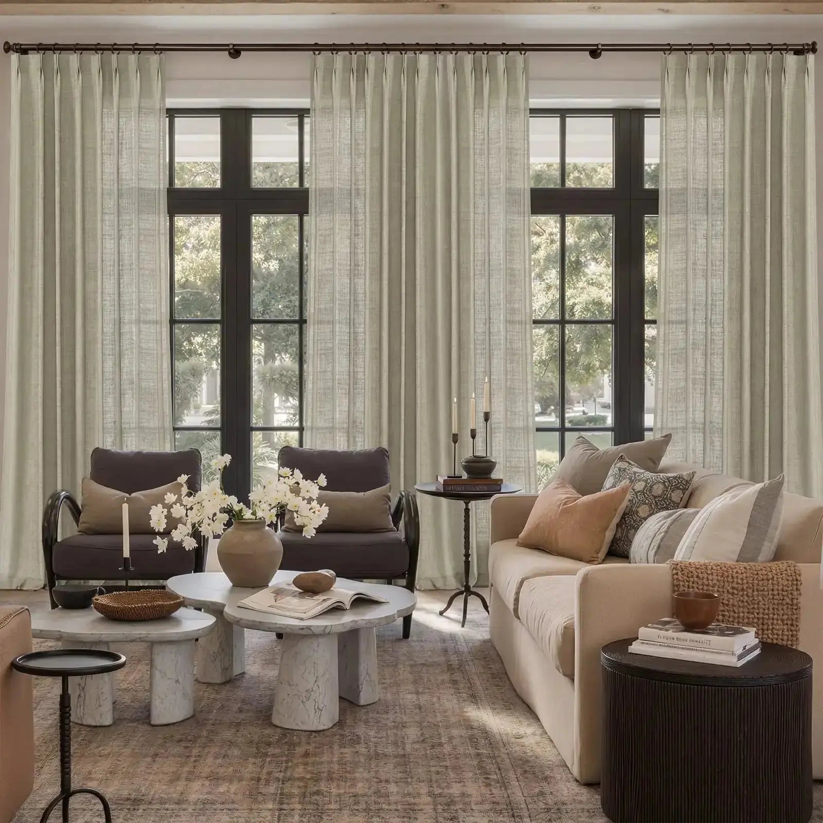 Arno Single Decorative Curtain Rod with Rings-?-TWOPAGES