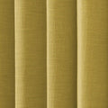 Photograph of an olive green fabric with a coarse woven texture and deep vertical pleats showing light and shadow play