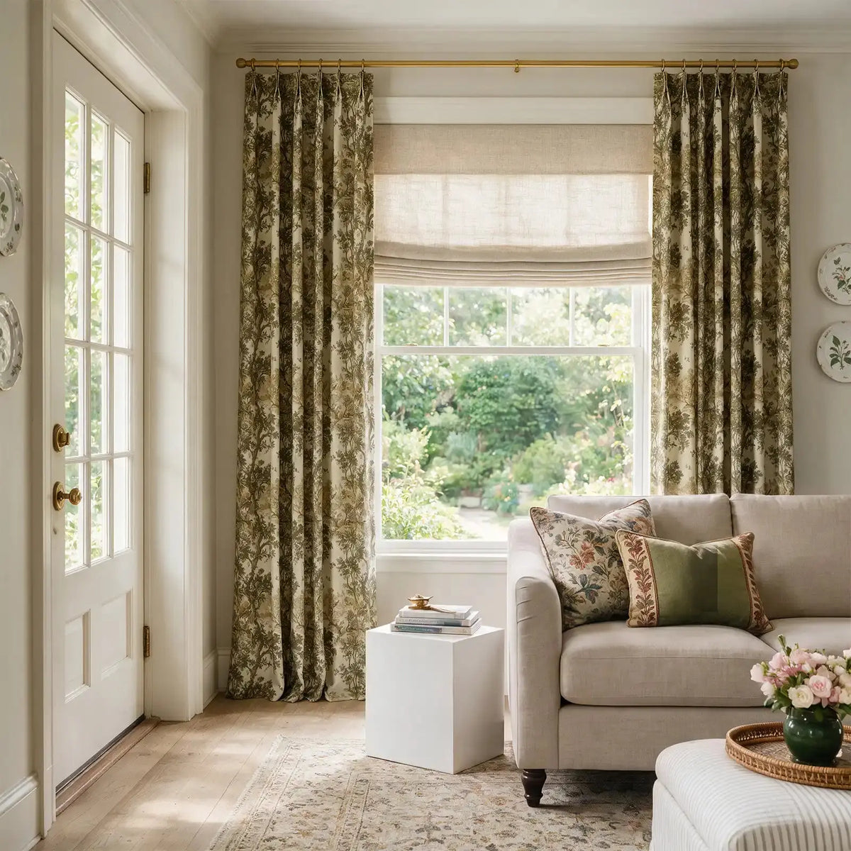 Sara Le x TWOPAGES Vintage Printed Linen Pleated Curtains