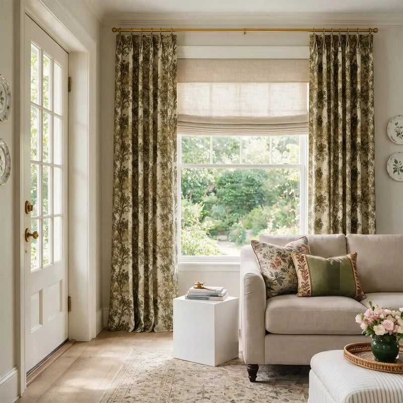 Sara Le x TWOPAGES Vintage Printed Linen Pleated Curtains