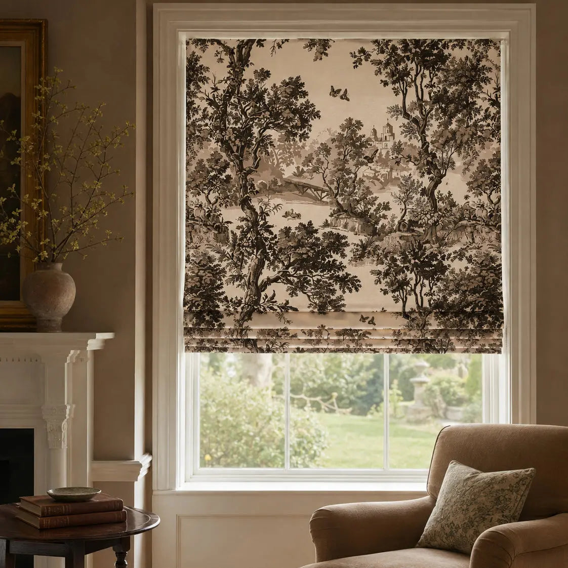 Sara Le  x TWOPAGES Printed Linen Roman Blind Cord Lift