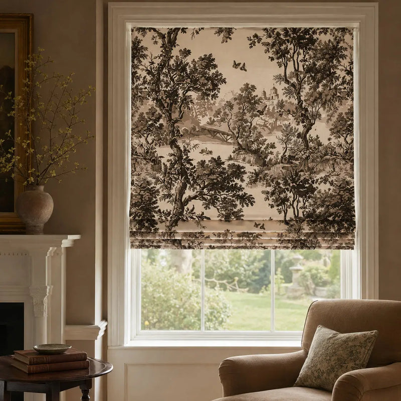 Sara Le  x TWOPAGES Printed Linen Roman Blind Cord Lift