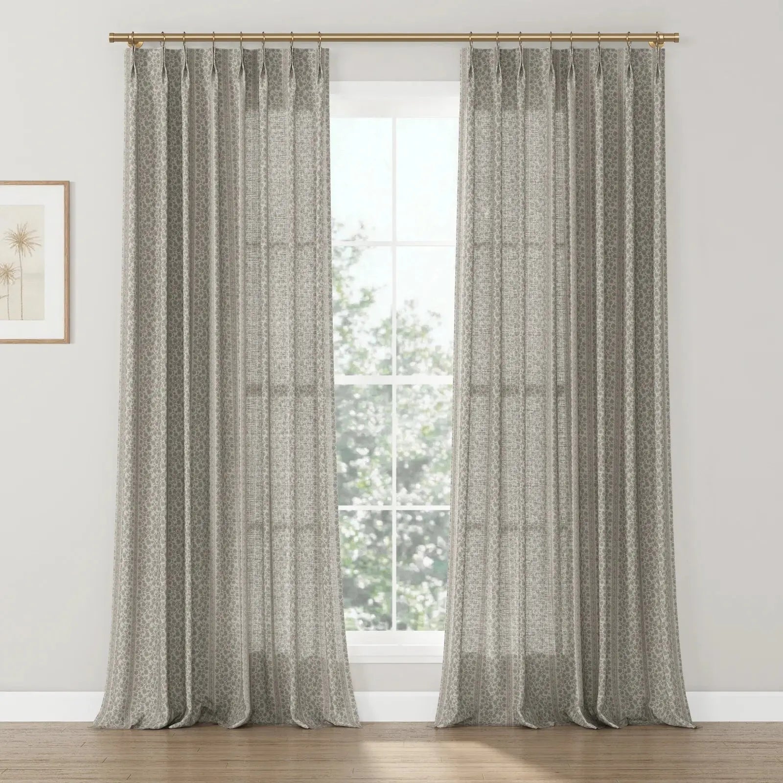 Rebecca Hughes Vintage Print Cotton Drapery Pleated-?-TWOPAGES CURTAINS