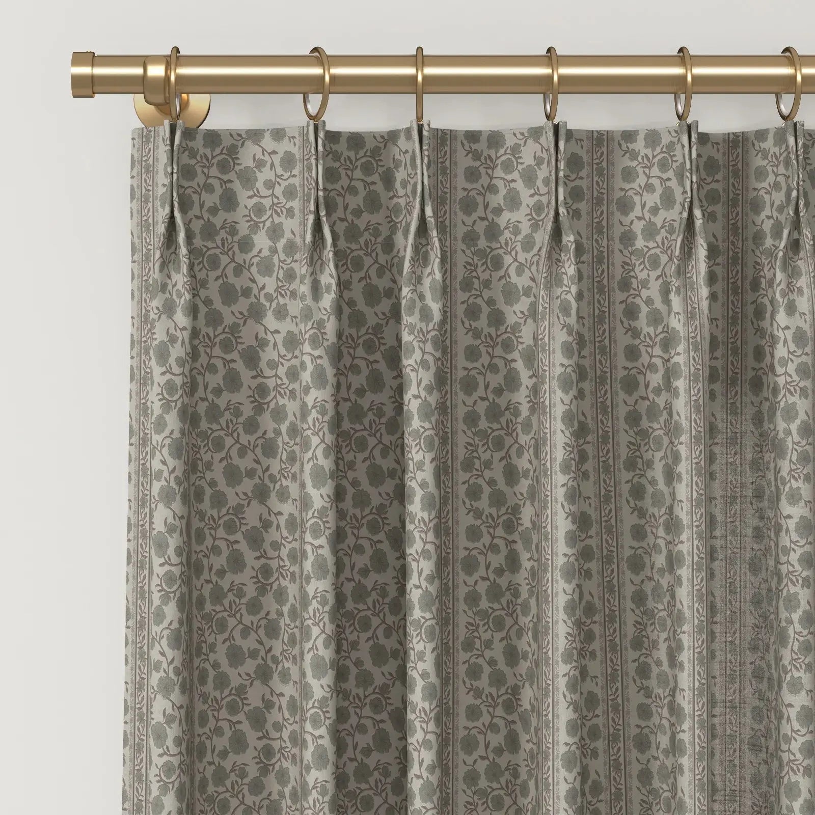 Rebecca Hughes Vintage Print Cotton Drapery Pleated-?-TWOPAGES CURTAINS