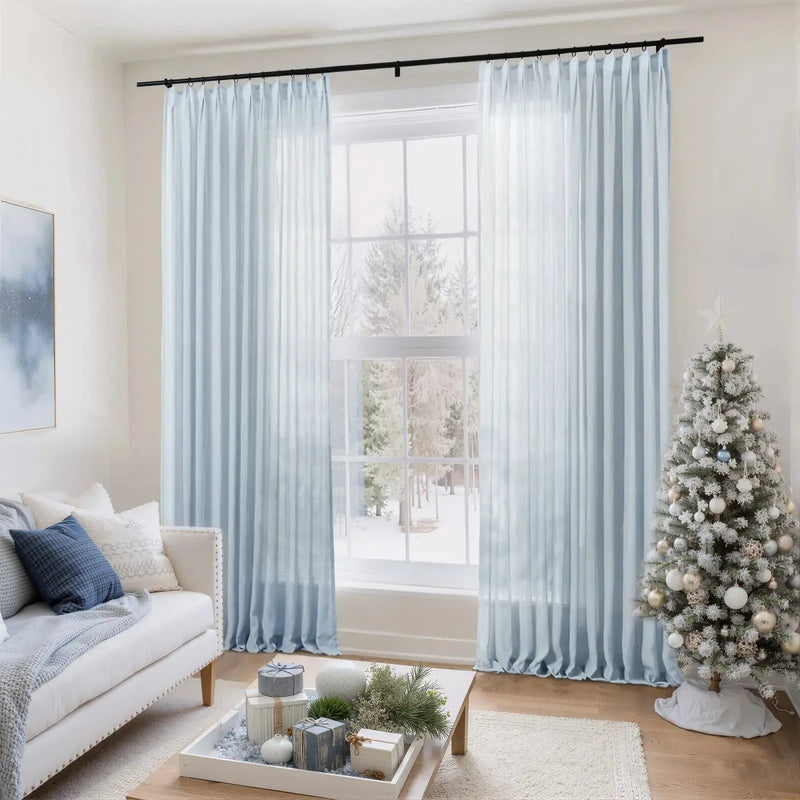 Flynn Airy Lightweight Sheer Curtain Pleated-?-TWOPAGES
