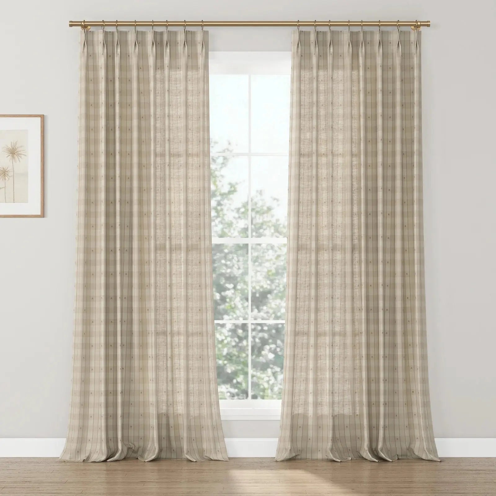Rebecca Hughes Vintage Print Cotton Drapery Pleated-?-TWOPAGES CURTAINS