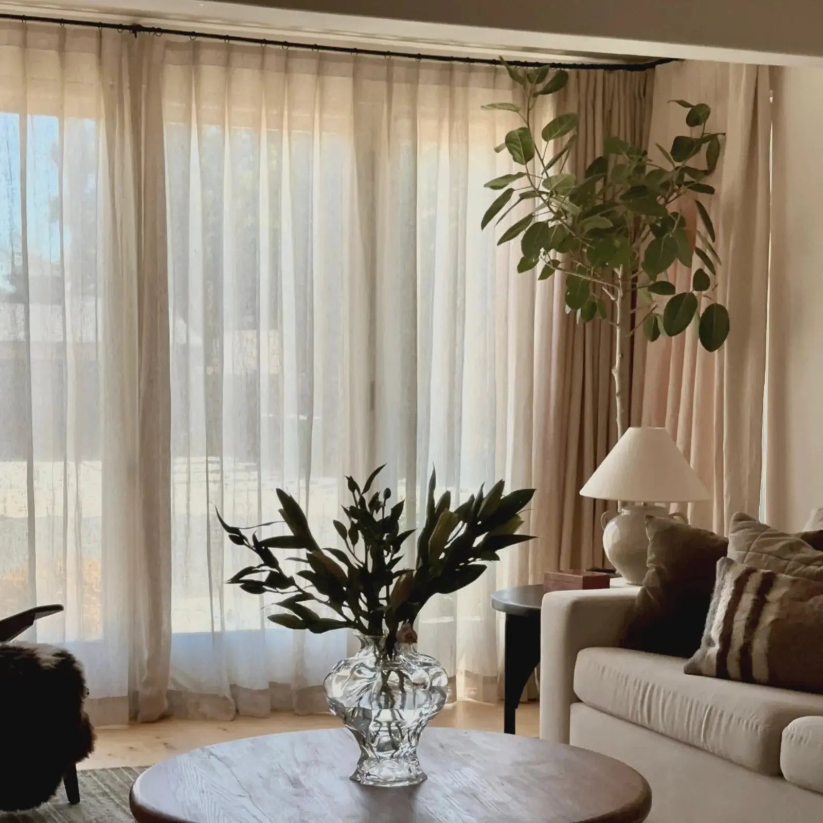 Joy 100% European Flax Linen Sheer Curtain Pleated-?-TWOPAGES