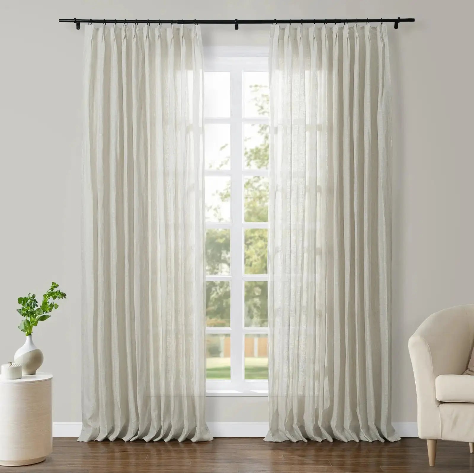 Joy 100% Linen Sheer Curtain Pleated TWOPAGES