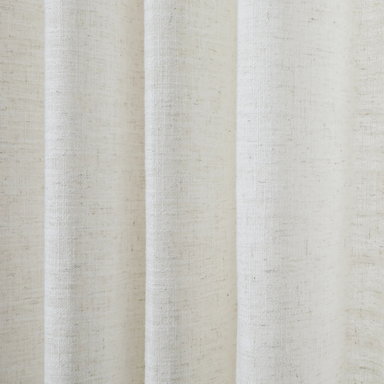 Beige White Liz Linen Pleated Curtains semi-sheer linen weave shown in vertical folds