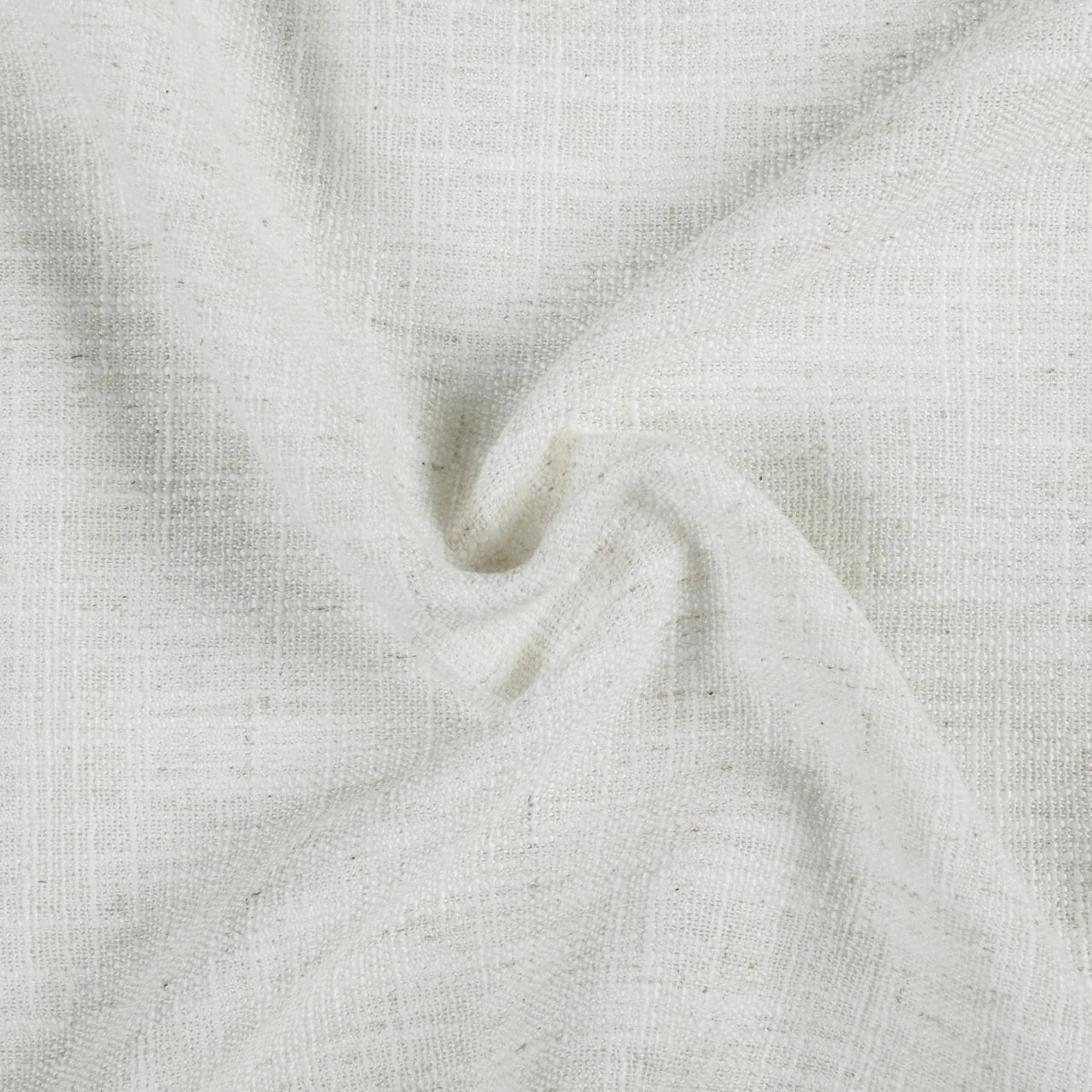 Beige White Liz Linen Pleated Curtains soft linen weave gathered into a spiral close-up