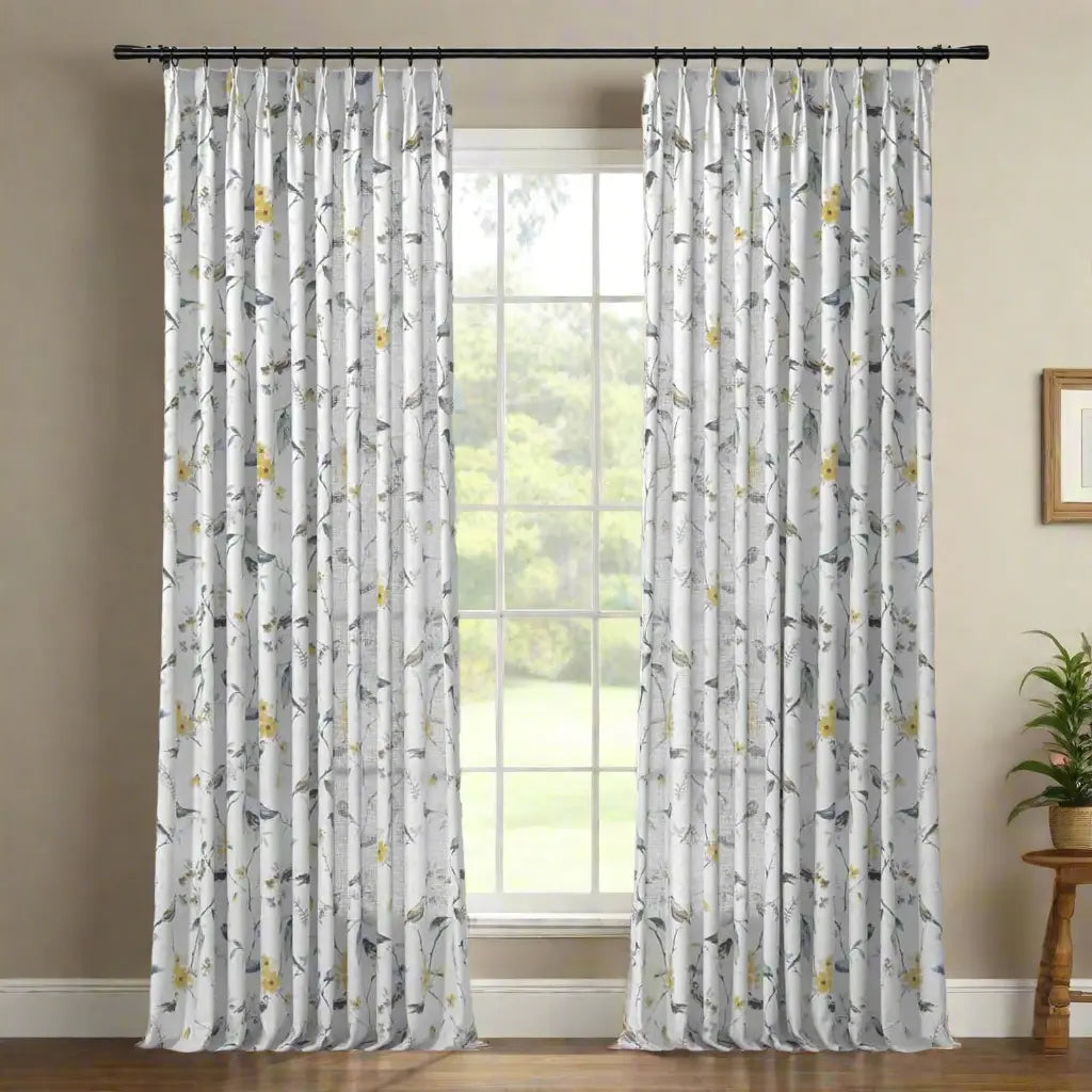 Holly Floral Pattern Boho Style Curtain Pleated?-TWOPAGES