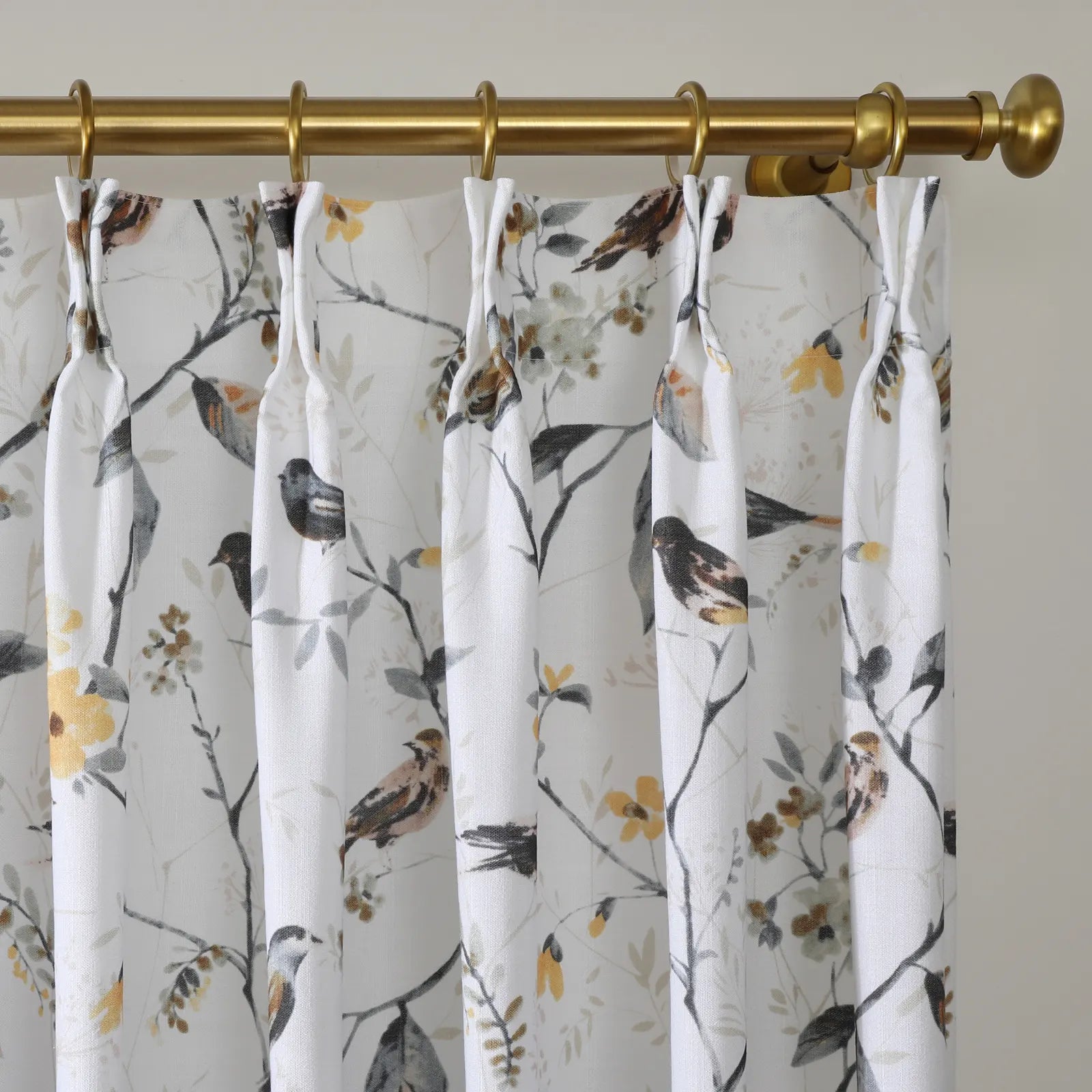 Holly Floral Pattern Boho Style Curtain Pleated TWOPAGES