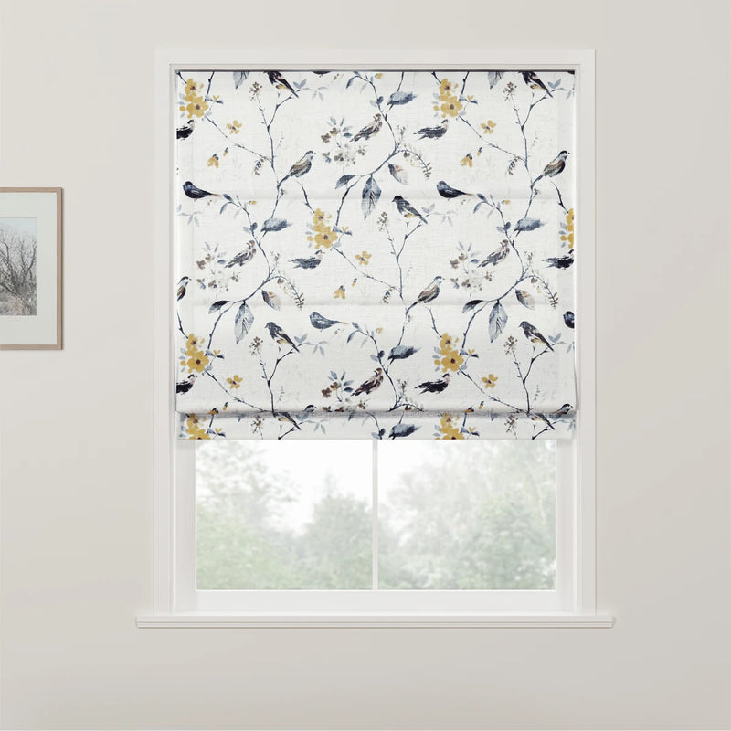 Holly Botanical Boho No-Drill Flat Fold Roman Blind Cordless