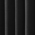 Vertical folds of black coarse woven fabric featuring a subtly pebbled texture and varied shadows creating depth