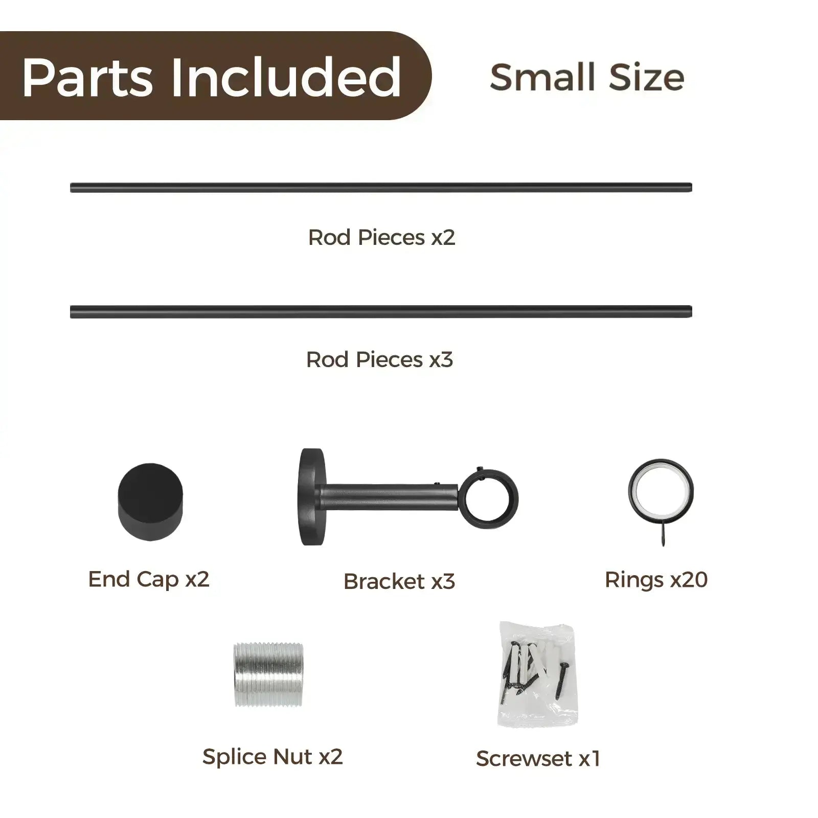 Lucas Adjustable Curtain Rod with Rings-?-TWOPAGES
