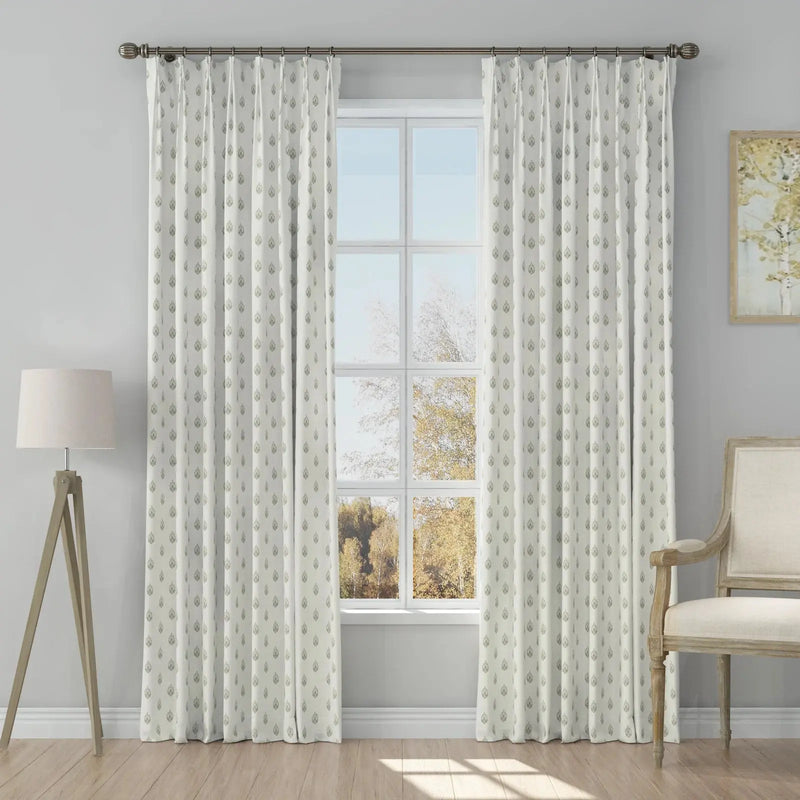 Stefana Silber Print Linen Blend Curtain Drapery Pleated?-TWOPAGES