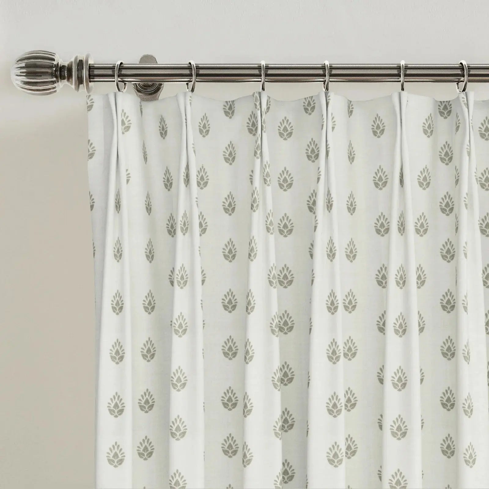 Stefana Silber Print Linen Blend Curtain Drapery Pleated?-TWOPAGES