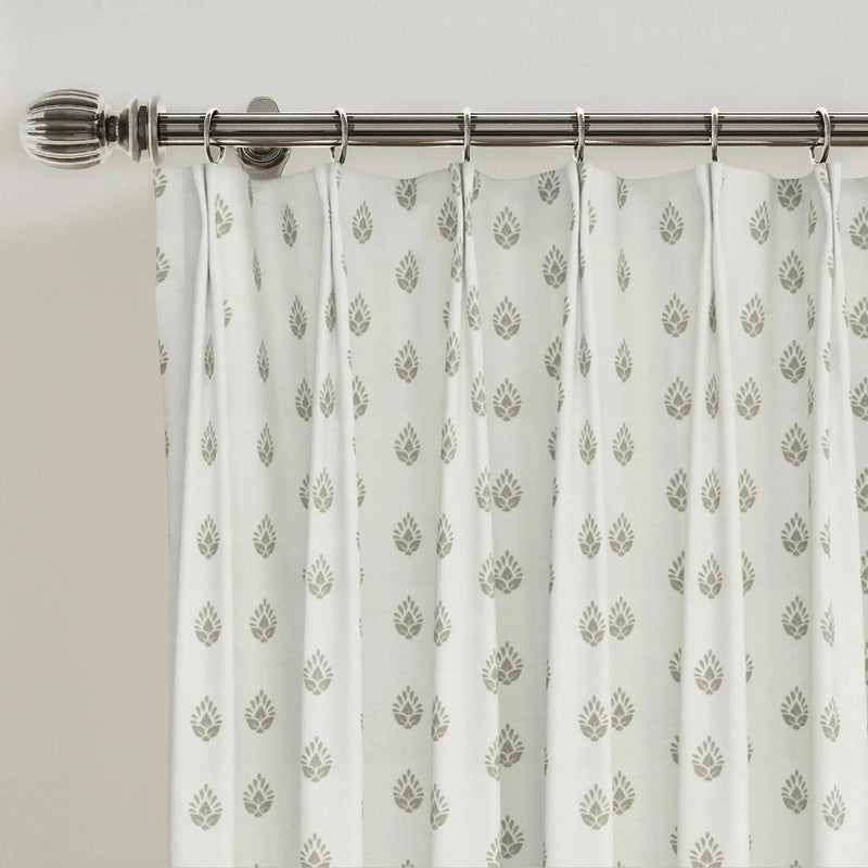 Stefana Silber Print Linen Blend Curtain Drapery Pleated?-TWOPAGES