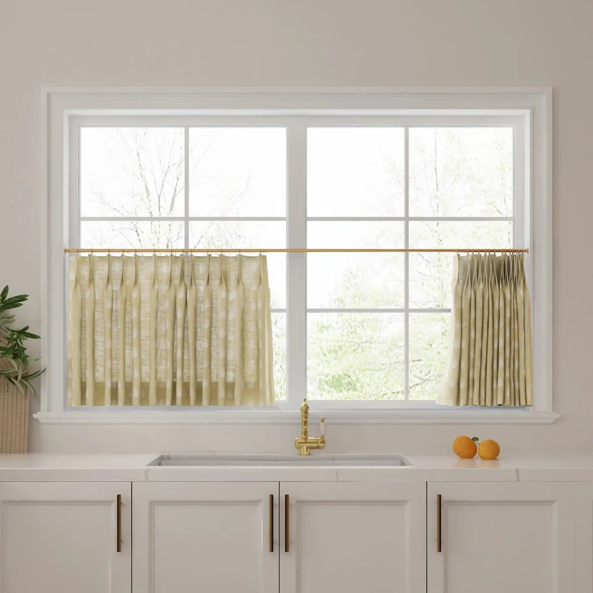 Stefana Silber Print Linen Pleated Cafe Curtains-?-TWOPAGES