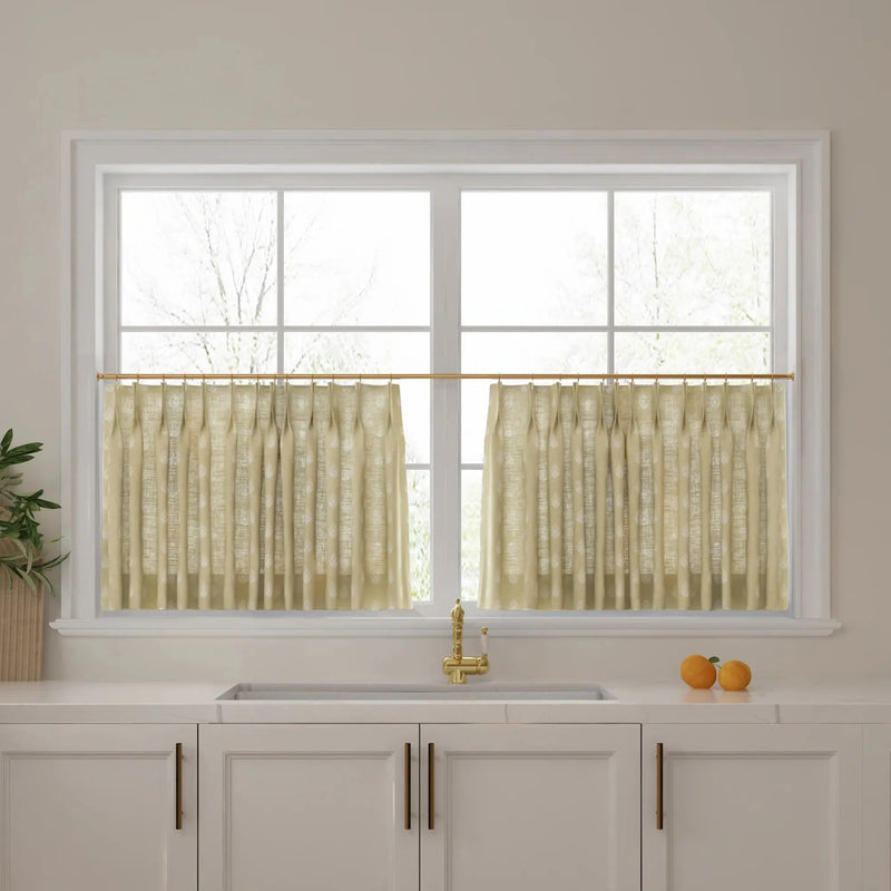 Stefana Silber Print Linen Pleated Cafe Curtains-?-TWOPAGES