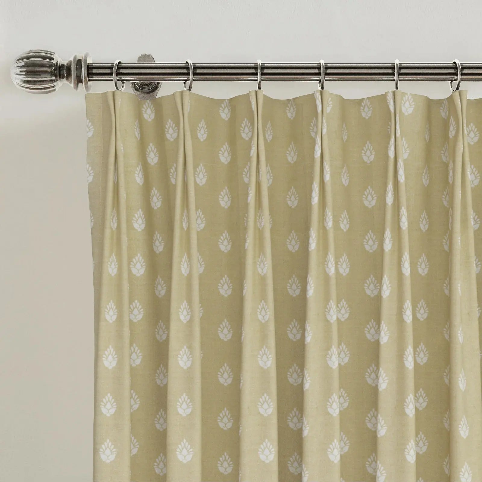 Stefana Silber Print Linen Blend Curtain Drapery Pleated?-TWOPAGES
