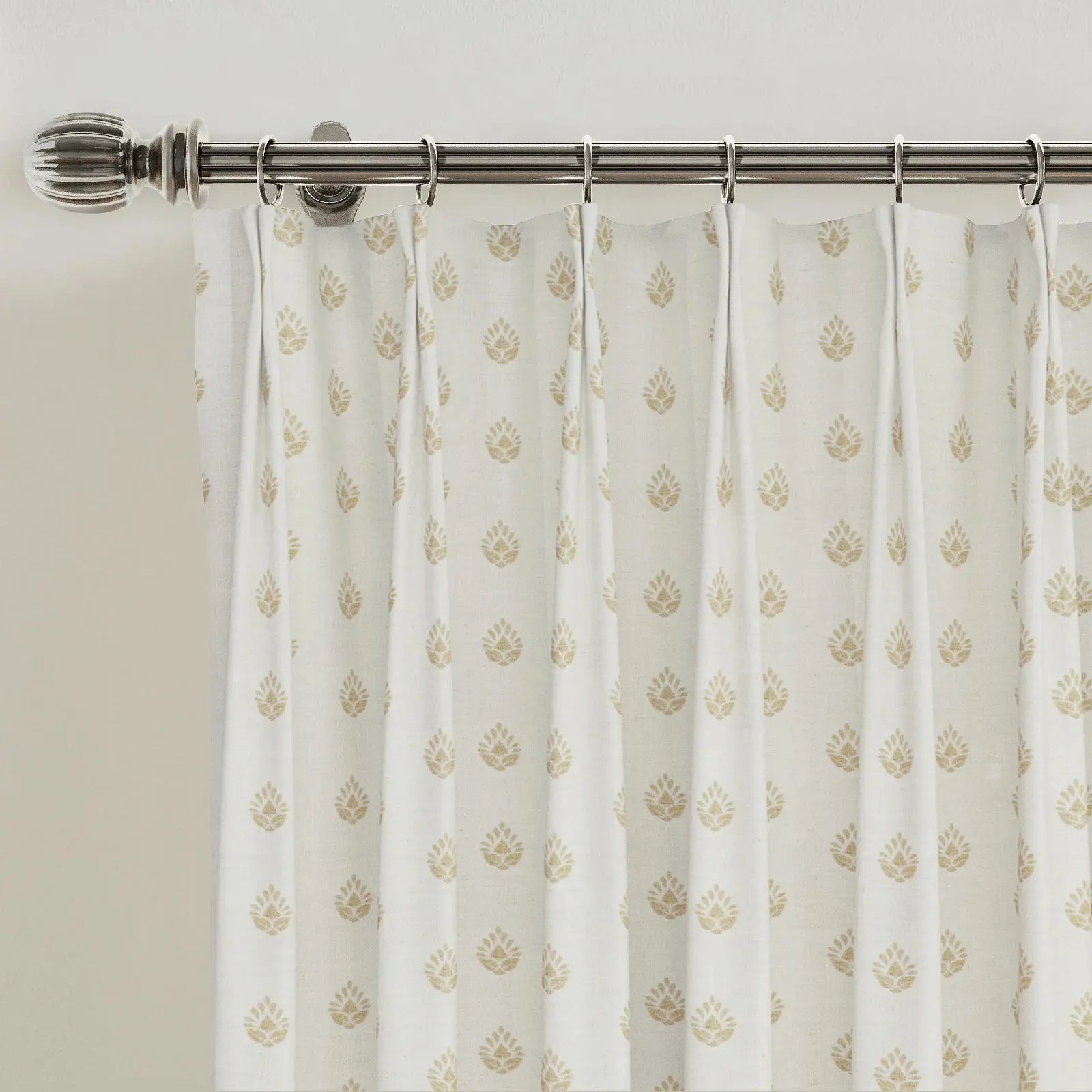 Stefana Silber Print Linen Blend Curtain Drapery Pleated?-TWOPAGES